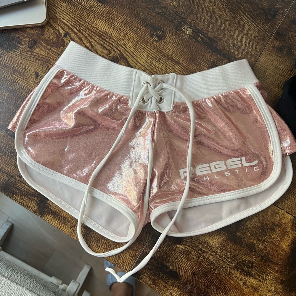 Youth Small Rebel Athletic Shimmering Pink Kids Shorts